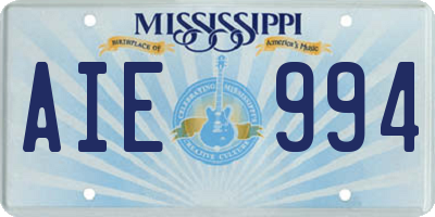 MS license plate AIE994