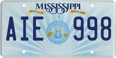 MS license plate AIE998