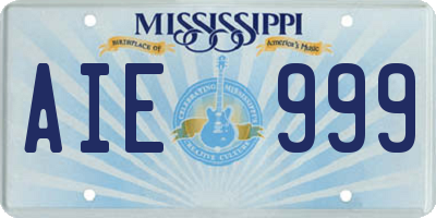 MS license plate AIE999