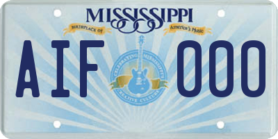 MS license plate AIF000