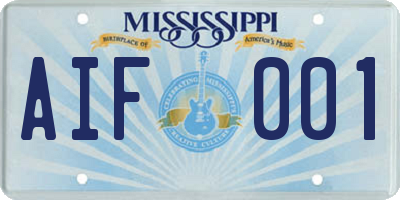 MS license plate AIF001
