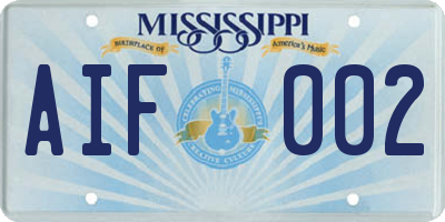 MS license plate AIF002