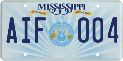 MS license plate AIF004