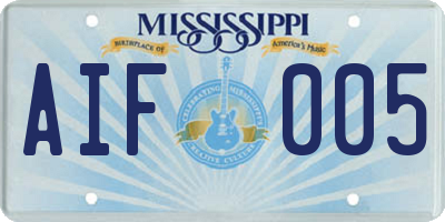 MS license plate AIF005