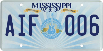 MS license plate AIF006