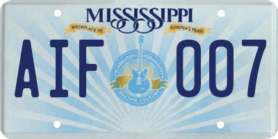MS license plate AIF007