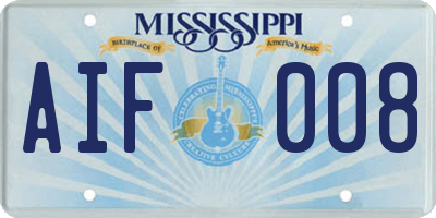 MS license plate AIF008