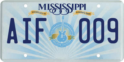 MS license plate AIF009