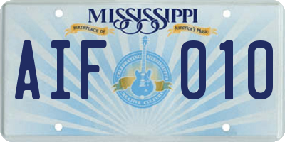 MS license plate AIF010