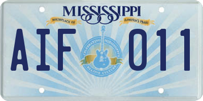 MS license plate AIF011