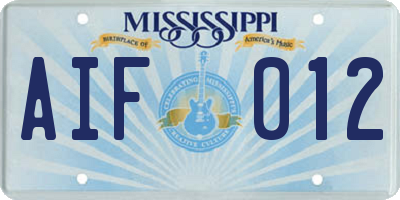 MS license plate AIF012