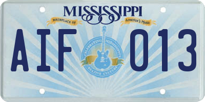 MS license plate AIF013