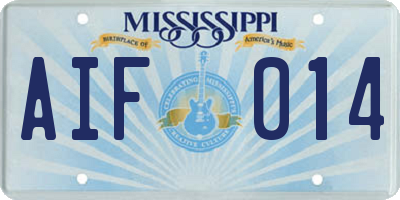MS license plate AIF014
