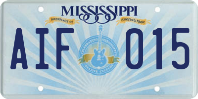 MS license plate AIF015