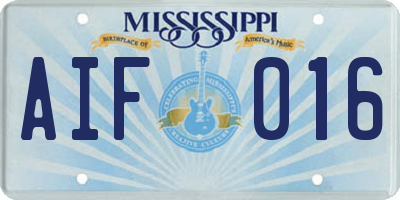 MS license plate AIF016