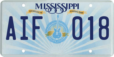 MS license plate AIF018