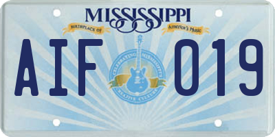MS license plate AIF019
