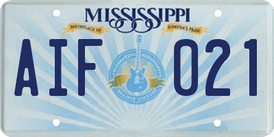 MS license plate AIF021
