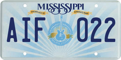 MS license plate AIF022