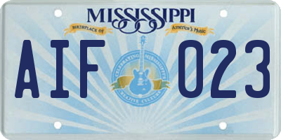 MS license plate AIF023