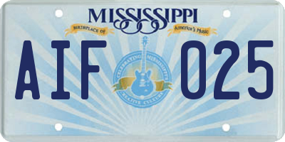 MS license plate AIF025
