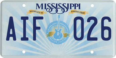 MS license plate AIF026