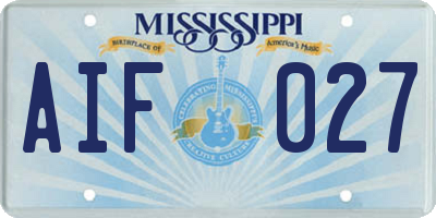 MS license plate AIF027