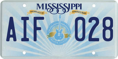 MS license plate AIF028