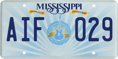 MS license plate AIF029