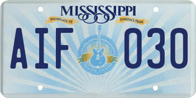 MS license plate AIF030