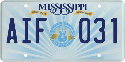 MS license plate AIF031