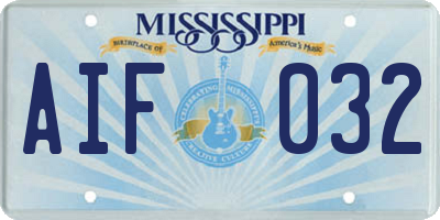 MS license plate AIF032