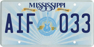 MS license plate AIF033