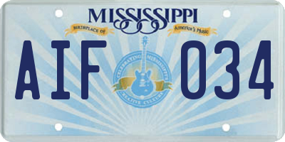MS license plate AIF034