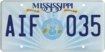 MS license plate AIF035