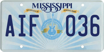 MS license plate AIF036