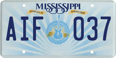 MS license plate AIF037