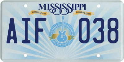 MS license plate AIF038