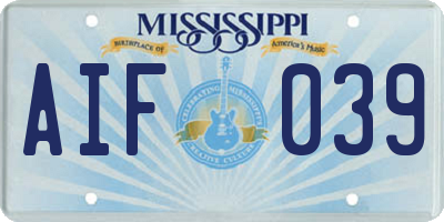MS license plate AIF039