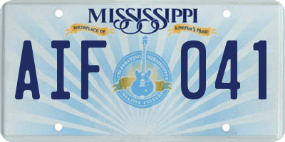 MS license plate AIF041