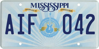 MS license plate AIF042