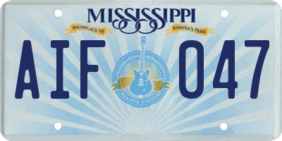 MS license plate AIF047
