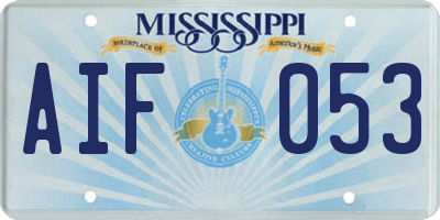 MS license plate AIF053