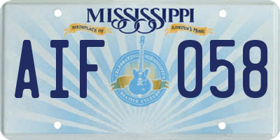 MS license plate AIF058