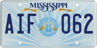 MS license plate AIF062
