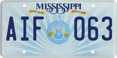 MS license plate AIF063