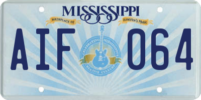 MS license plate AIF064