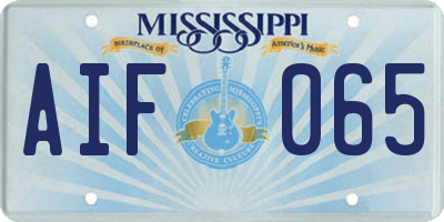 MS license plate AIF065