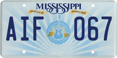 MS license plate AIF067
