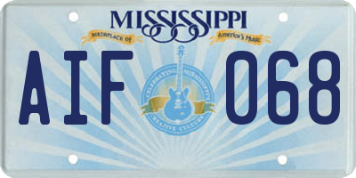 MS license plate AIF068